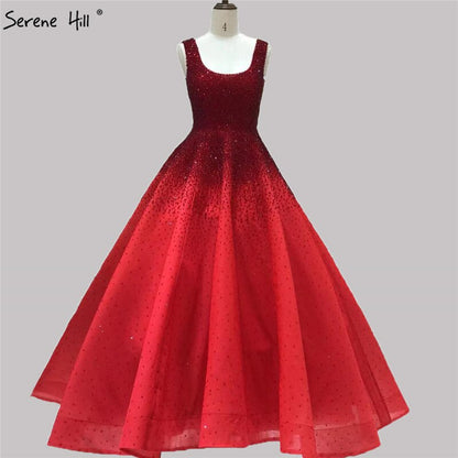 Vestido de noche de lujo estilo Dubái, corte A, con cuentas de cristal, sexy, con cordones, para mujer, para boda o fiesta, LA70232 