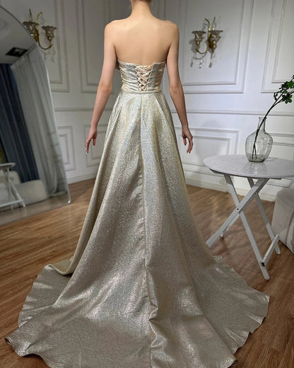 Dubai Gold Meerjungfrau Abendkleid mit Überrock LA70626A 