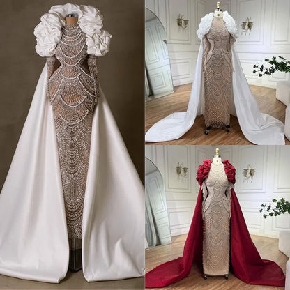 Arabia Nude Meerjungfrau Elegantes Abendkleid mit Perlen für formelle Anlässe 2025 LA72091A 