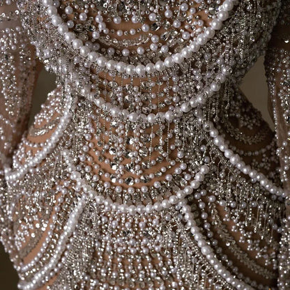 Arabia Nude Meerjungfrau Elegantes Abendkleid mit Perlen für formelle Anlässe 2025 LA72091A 