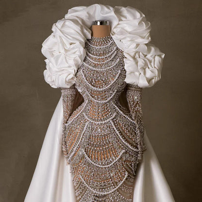 Arabia Nude Meerjungfrau Elegantes Abendkleid mit Perlen für formelle Anlässe 2025 LA72091A 