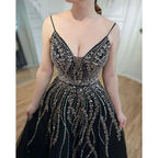 Arabisch Lange A-Linie 2025 Spaghettiträger Abschlussballkleid Schulabschlussballkleid Promi-Abschlussballkleider LA71887 