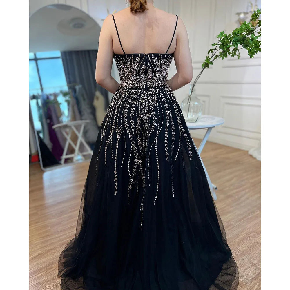 Vestido árabe largo de corte A con tirantes finos para graduación, fiesta escolar, graduación, LA71887 