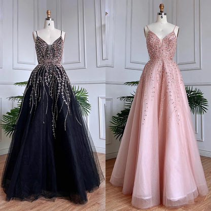 Vestido árabe largo de corte A con tirantes finos para graduación, fiesta escolar, graduación, LA71887 