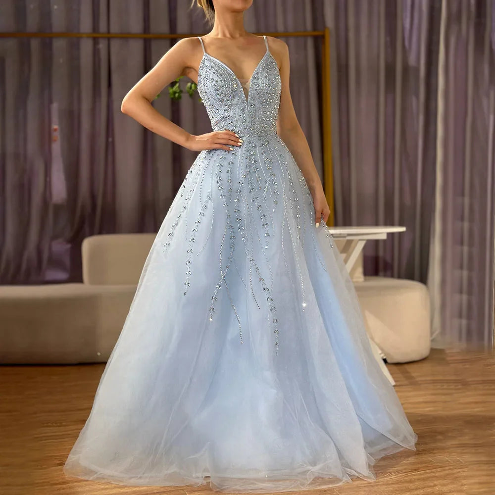 Vestido árabe largo de corte A con tirantes finos para graduación, fiesta escolar, graduación, LA71887 