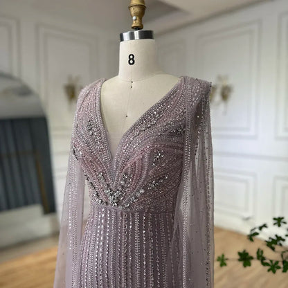 Vestidos de noche con mangas largas y cuentas rosas para mujer, ideal para bodas 2025 LA72864 