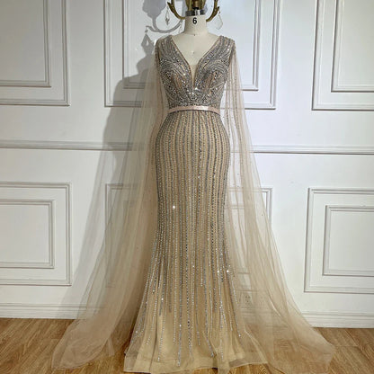 Vestidos de noche con mangas largas y cuentas rosas para mujer, ideal para bodas 2025 LA72864 