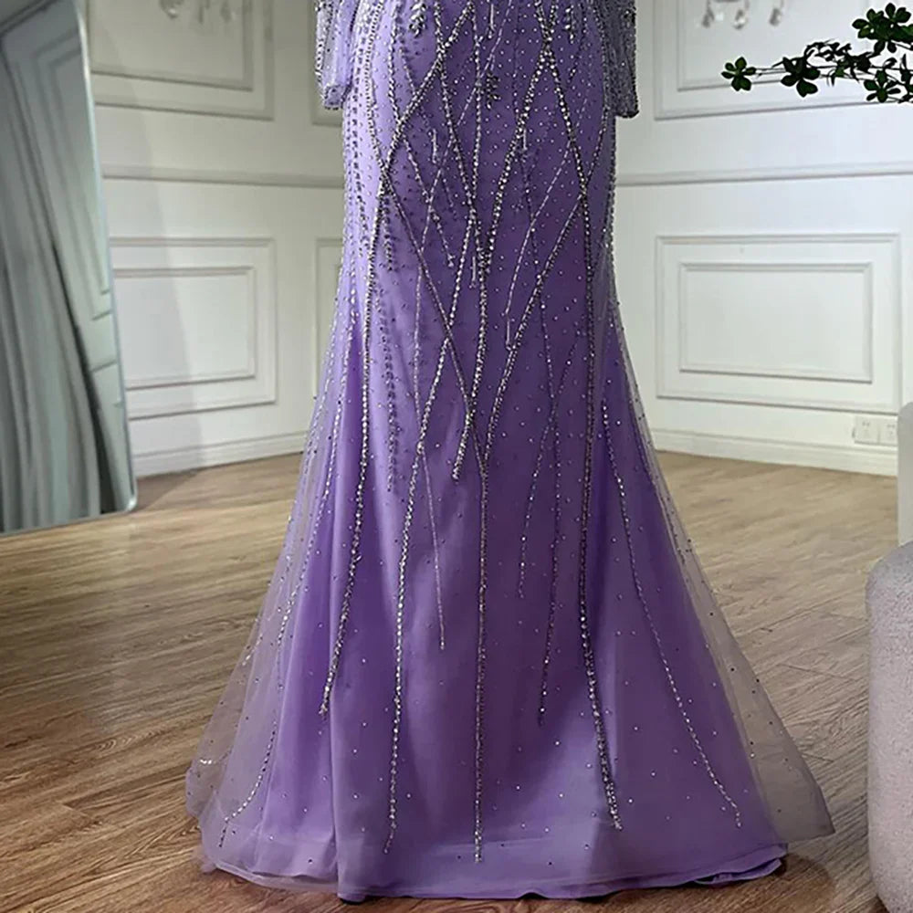 Elegante vestido de noche de sirena color piel con cuentas para ocasiones formales, Arabia Saudita LA72827 2025 