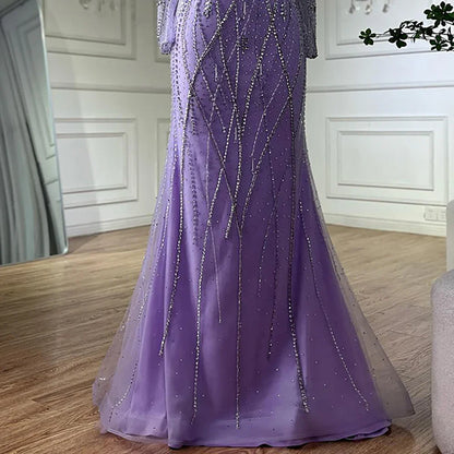 Elegante vestido de noche de sirena color piel con cuentas para ocasiones formales, Arabia Saudita LA72827 2025 