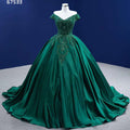 Vestido de novia verde oscuro de alta gama, sexy, con hombros descubiertos, de lujo, con encaje y cuentas, hecho a medida, HM67533, 2025 