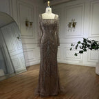 Vestido de sirena verde oscuro con cuentas de cristal, vestido de noche árabe para mujer, perfecto para bodas y fiestas 2025 LA72242 