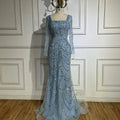 Vestido de sirena verde oscuro con cuentas de cristal, vestido de noche árabe para mujer, perfecto para bodas y fiestas 2025 LA72242 