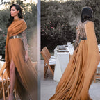 Vestido de noche de diseñador de satén suave con abertura alta, un hombro, con cuentas, corte A, para mujer, fiesta, LA70751 