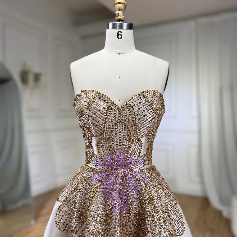 Vestidos de noche beige de lujo con cuentas y mariposas para mujer, elegantes vestidos de fiesta de graduación de satén con escote corazón LA72195