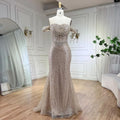 Vestidos de noche elegantes de sirena color nude de Dubái Arabia, vestidos de lujo con cuentas de perlas 2025 para mujer, fiesta de bodas LA72270 