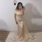 Vestidos de noche de lujo estilo sirena con sobrefalda color nude de Dubái Arabia, 2025, para mujer, para boda, fiesta, LA72254A 