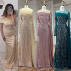 Vestidos de noche de lujo estilo sirena con sobrefalda color nude de Dubái Arabia, 2025, para mujer, para boda, fiesta, LA72254A 