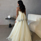 Vestidos de noche de lujo con cuello halter, corte A, estilo árabe de Dubái, color beige, para mujer, para boda, fiesta, 2025, LA72278 