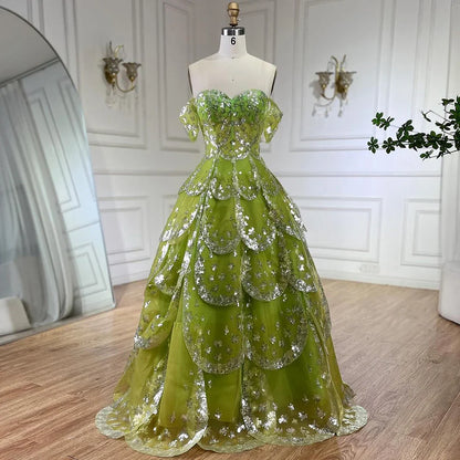 Vestidos de noche de lujo con cuentas y brillantes, corte A, estilo árabe de Dubái, para mujer, para boda, fiesta, 2025, LA72307 