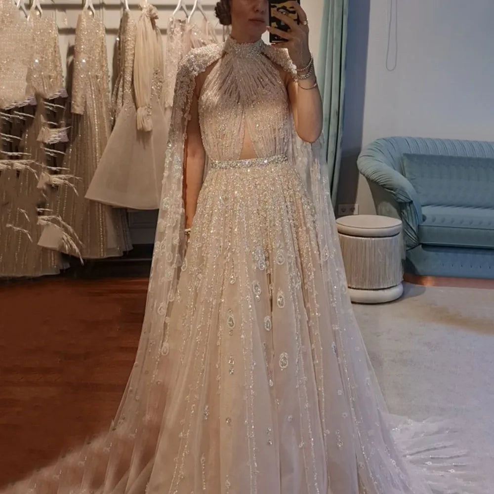 Luxus Abendkleid mit Cape-Ärmeln lang LA71803