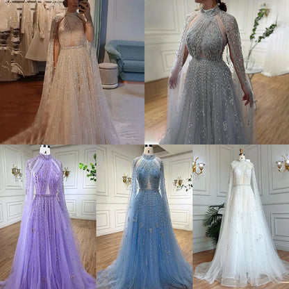 Luxus Abendkleid mit Cape-Ärmeln lang LA71803