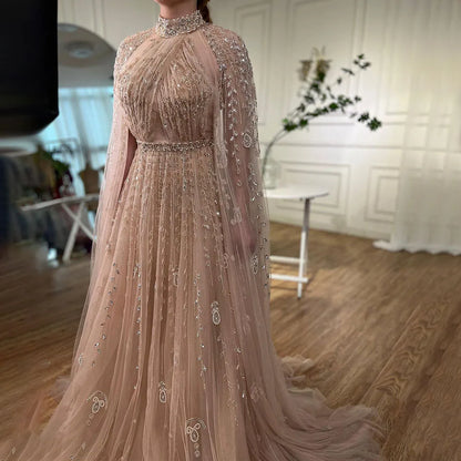 Luxus Abendkleid mit Cape-Ärmeln lang LA71803