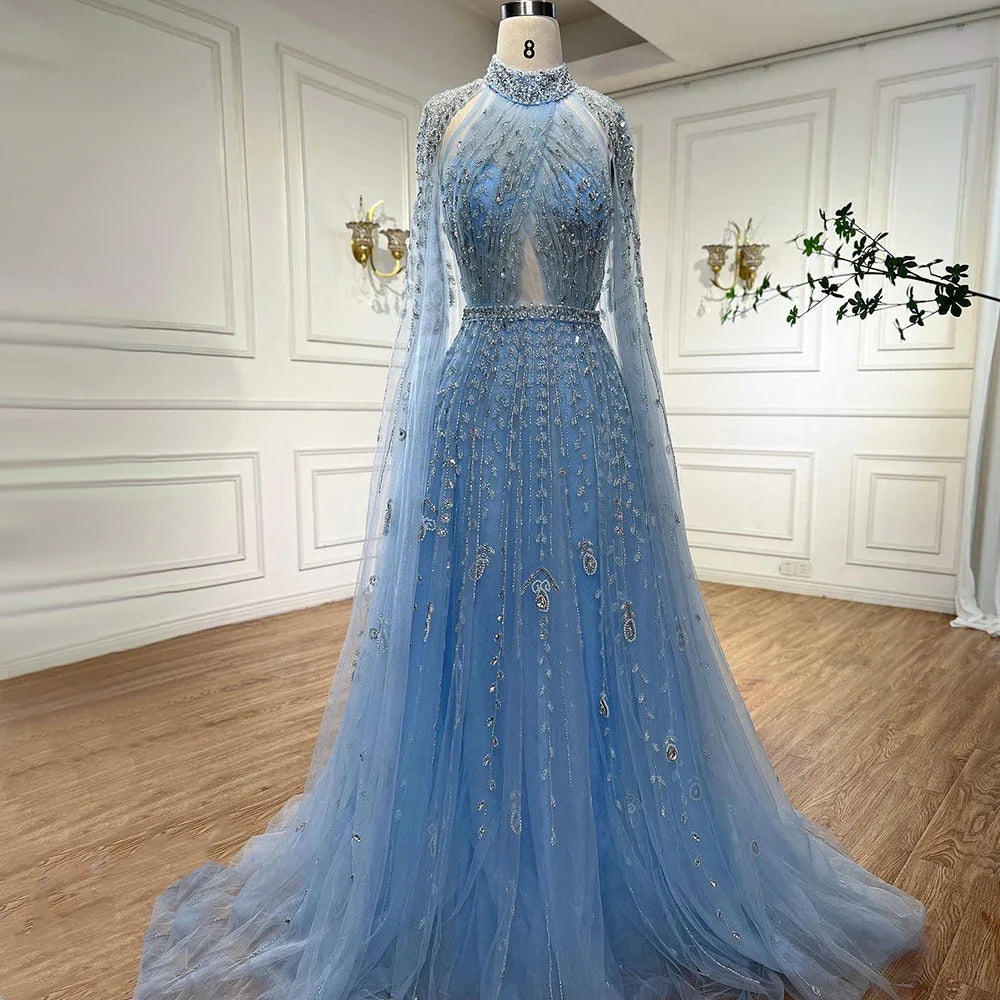 Luxus Abendkleid mit Cape-Ärmeln lang LA71803