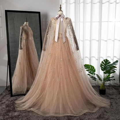 Luxus Abendkleid mit Cape-Ärmeln lang LA71803