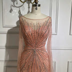Luxury Lilac Feathers Evening Dresses with Cape Sleeves LA72036