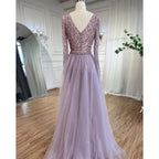 Vestidos de noche musulmanes de lujo en azul con cuentas y sirena de Dubái, con falda desmontable, 2025, para mujer, fiesta, LA71750 