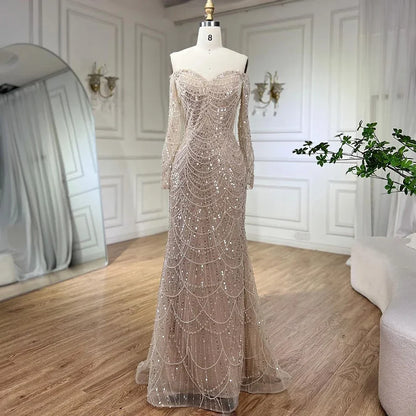 Elegantes schulterfreies Meerjungfrau-Luxus-Abendkleid aus Dubai für Partys LA72243