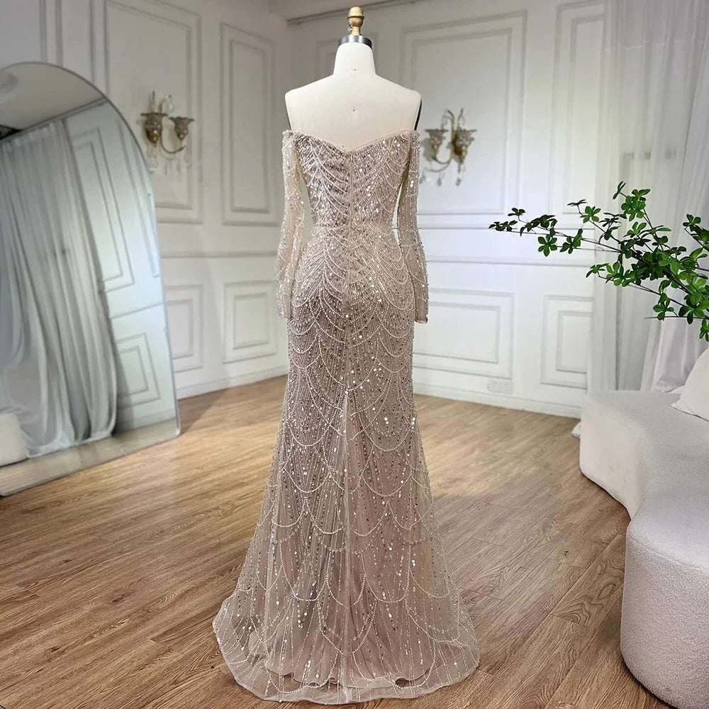 Elegantes schulterfreies Meerjungfrau-Luxus-Abendkleid aus Dubai für Partys LA72243