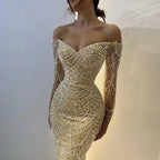 Elegant Off the Shoulder Mermaid Luxury Dubai Evening Dress for Party LA72243