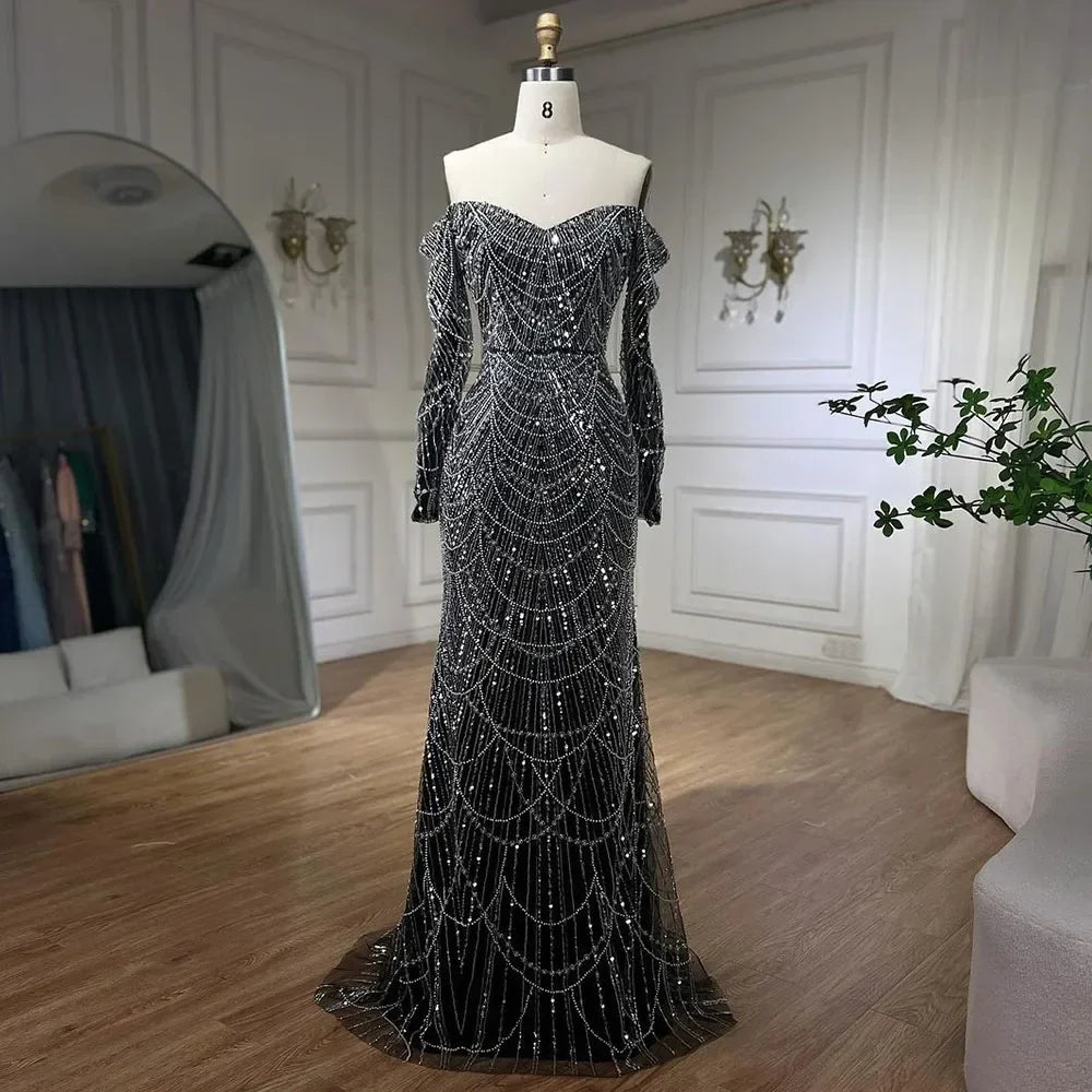 Elegantes schulterfreies Meerjungfrau-Luxus-Abendkleid aus Dubai für Partys LA72243