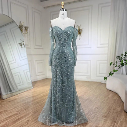 Elegantes schulterfreies Meerjungfrau-Luxus-Abendkleid aus Dubai für Partys LA72243