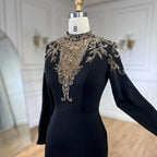 Vestidos de noche árabes de lujo con cuentas y satén estilo sirena de Dubái 2025 para mujer, para fiesta de bodas LA72354 