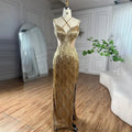 Vestidos de noche de lujo con cuentas, borlas y tirantes finos, estilo sirena, color dorado y plateado, para mujer, 2025, LA72280 