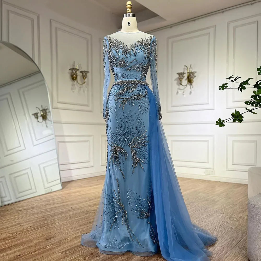 Elegante vestido de noche de sirena morado con falda de cuentas y detalle de cordones para boda femenina 2025 LA72376 