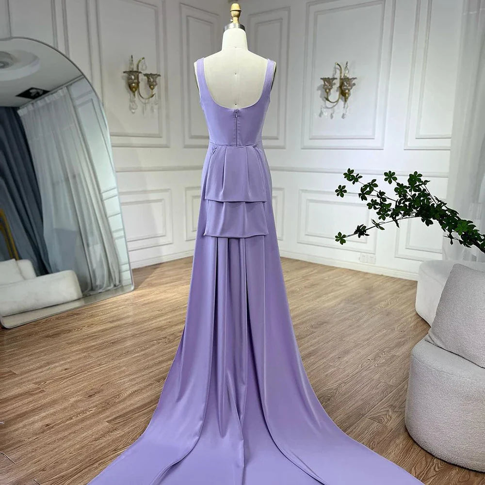 Elegante vestido de noche rosa coral con cuentas y mariposas LA72497