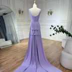 Elegante vestido de noche rosa coral con cuentas y mariposas LA72497