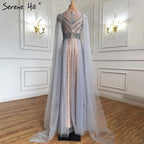 Vestidos de noche de corte A con mangas largas doradas, de lujo, con cuentas, para mujer, fiesta, LA71315 