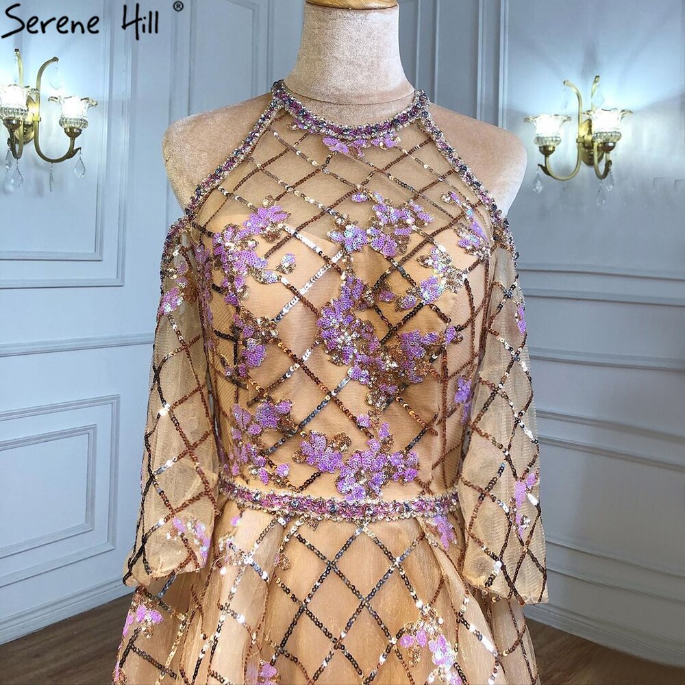 Vestido midi dorado de lujo hasta los tobillos, para fiesta de noche, boda 2025, vestidos de noche para mujer, LA71051 