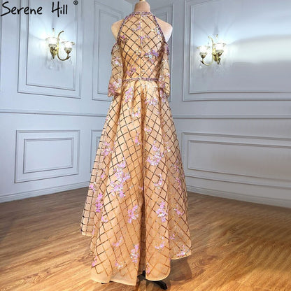 Vestido midi dorado de lujo hasta los tobillos, para fiesta de noche, boda 2025, vestidos de noche para mujer, LA71051 
