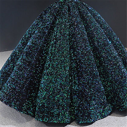 Vestidos de novia de sirena de lujo dorados, hombros descubiertos, brillantes, elegantes y sexys, HA2353 