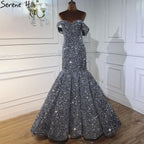 Gold Luxus Meerjungfrau Brautkleider Off Schulter Sparkle Elegante Sexy Brautkleider HA2353 