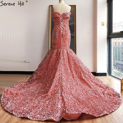 Vestidos de novia de sirena de lujo dorados, hombros descubiertos, brillantes, elegantes y sexys, HA2353 