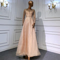 On Sale no return no refund Gold Mermaid Elegant Long Sleeves O-Neck Evening Dresses Gowns Luxury Beaded 2025 For Woman Party LA71635
