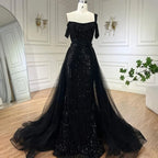 Gold Meerjungfrau Elegant Eine Schulter Überrock Perlen Luxus Abendkleider Kleider 2025 Für Frauen Hochzeit Party LA72453 