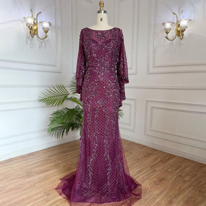Elegante vestido de noche de lujo con corte sirena, dorado, talla grande, con perlas 2025 y capa para mujer, para fiesta LA70738 