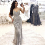 Im Angebot Keine Rückgabe Keine Rückerstattung Verkauf Gold Sexy Spaghettiträger Perlenbesetzte Abendkleider Für Frauen Elegante Partyanlässe Formale Lange Übergröße 2025 LA6002 